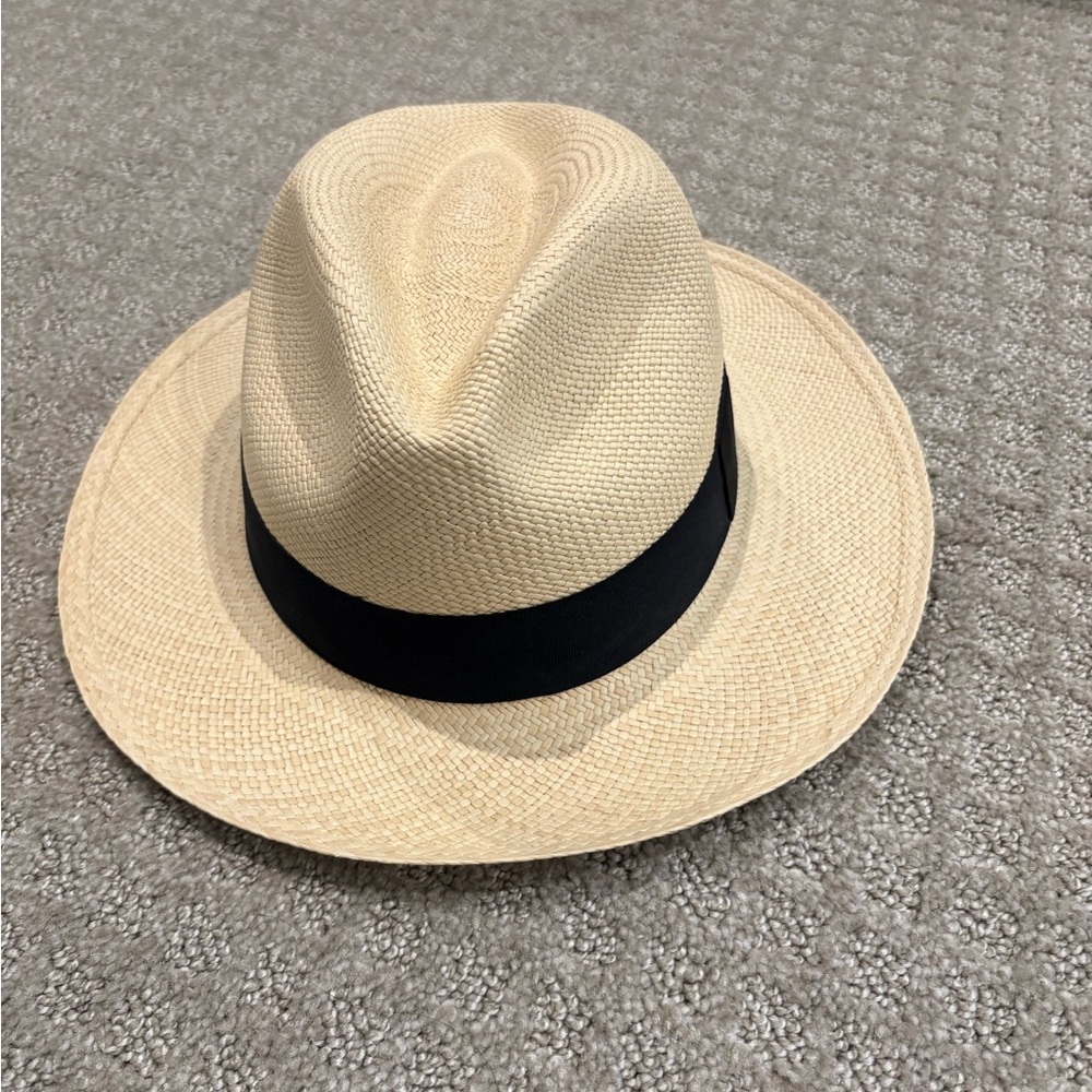J. Crew Beige Fedora with Black Band